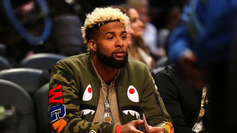TORONTO, ON - FEBRUARY 14: Odell Beckham Jr. of the New York Giants looks on during the NBA All-Star Game 2016 at the Air Canada Centre on February 14, 201