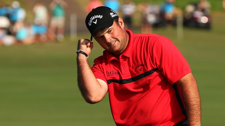 LAHAINA, HI - JANUARY 12:  Patrick Reed celebrates winning after finishing a playoff on the 18th hole during the final round of the Hyundai Tournament of C