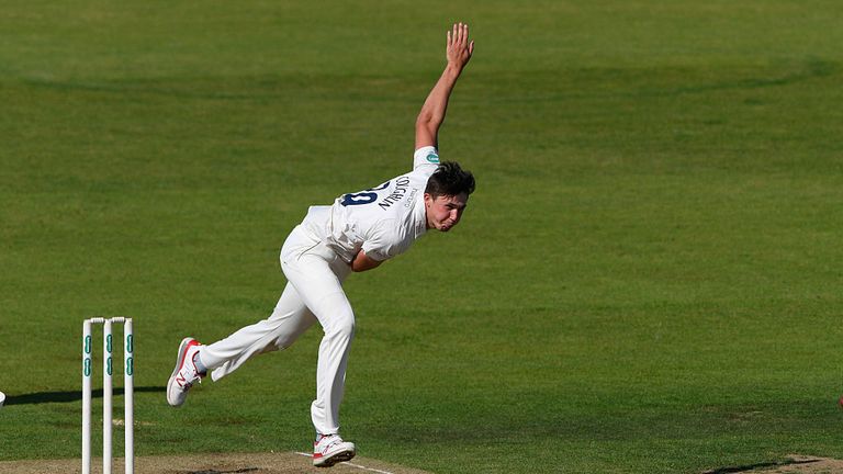 CHESTER-LE-STREET, ENGLAND - AUGUST 24:  Durham bowler Paul Coughlin in action during day two of the Specsavers County Championship Division One match betw