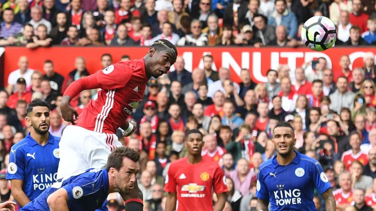 Paul Pogba goal, Manchester United v Leicester City, Premier League