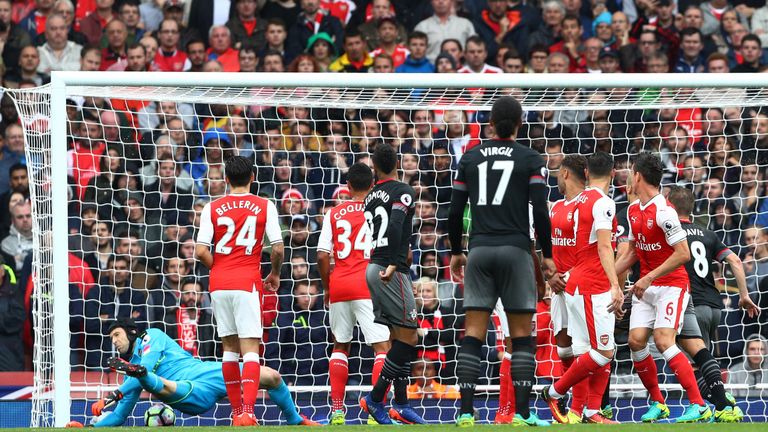 A Petr Cech own goal puts Southampton 1-0 up a the Emirates Stadium