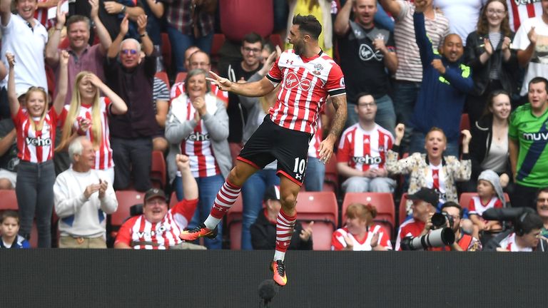 Charlie Austin celebrates scoring for Southampton