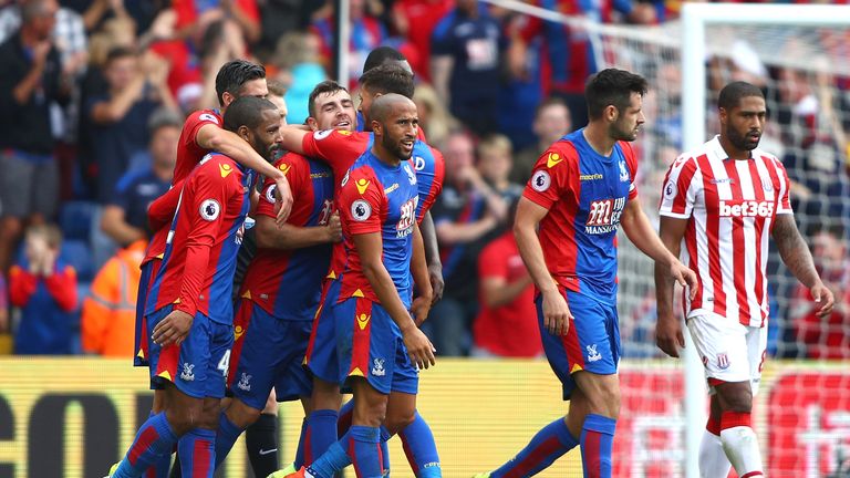 James McArthur celebrates scoring with his Crystal Palace team-mates