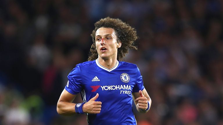 David Luiz in action for Chelsea in the game against Liverpool at Stamford Bridge