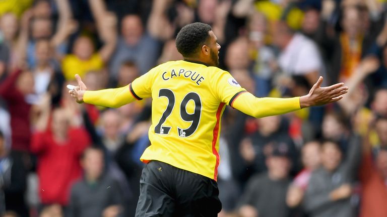 Etienne Capoue celebrates scoring for Watford