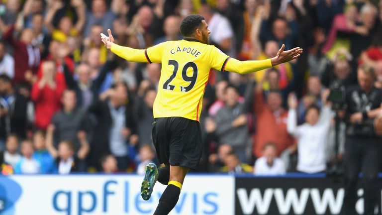 Etienne Capoue celebrates scoring his sides first goal