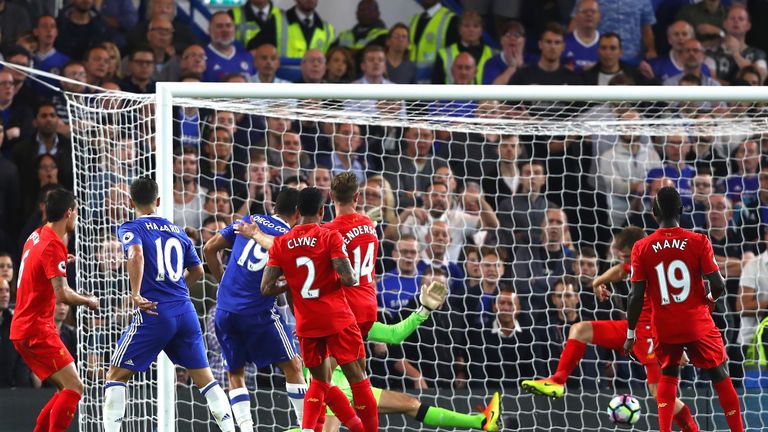 Diego Costa scores for Chelsea in the second half at Stamford Bridge