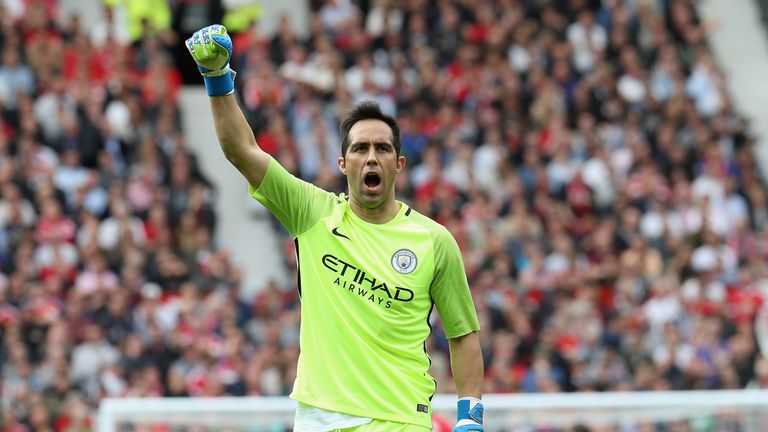 Claudio Bravo during the Manchester derby at Old Trafford 