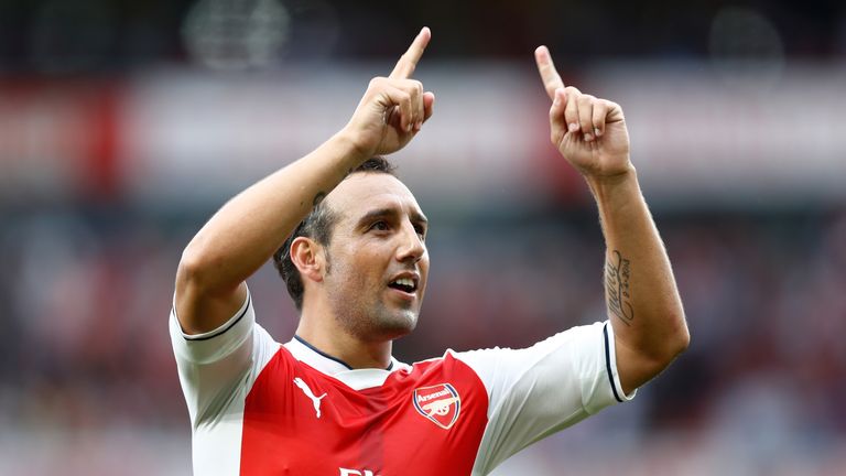 Santi Cazorla celebrates scoring Arsenal's second goal