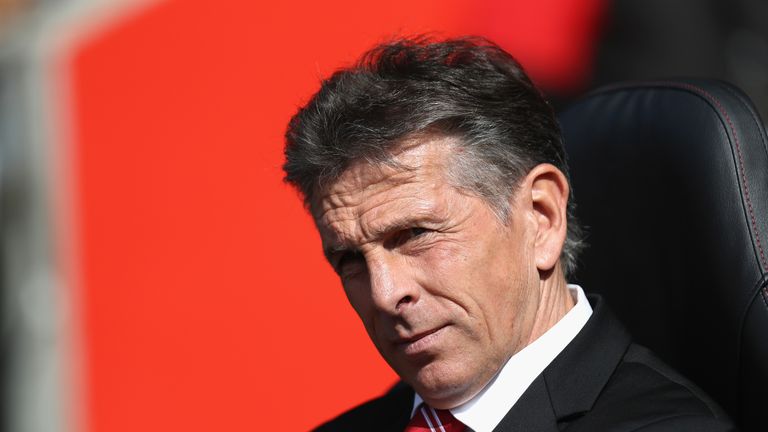 Claude Puel looks on  during the Premier League match between Southampton and Swansea City