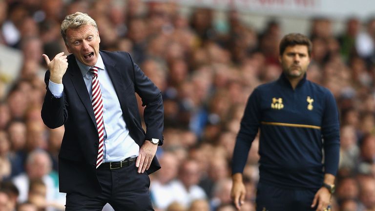 David Moyes reacts during the match at White Hart Lane