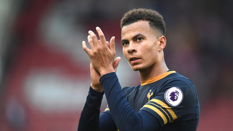 Dele Alli applauds fans after the final whistle