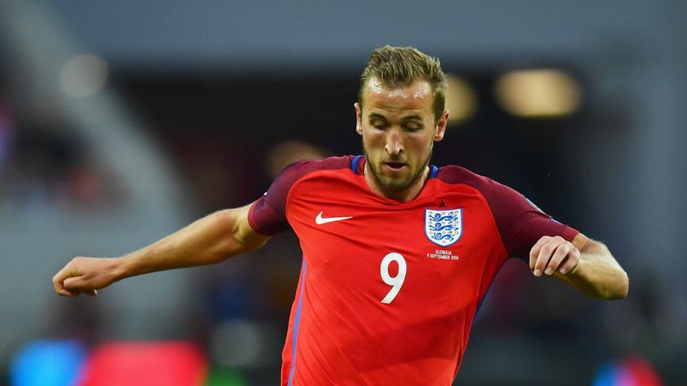  Harry Kane in action at the Stadion Antona Malatinskeho 