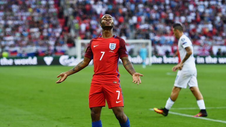 Raheem Sterling reacts during England's World Cup Group F qualifying match between Slovakia 