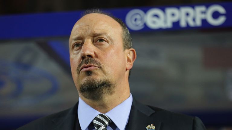 Rafael Benitez, Newcastle manager looks on ahead of the Sky Bet Championship match between Queens Park Rangers and Newcastle