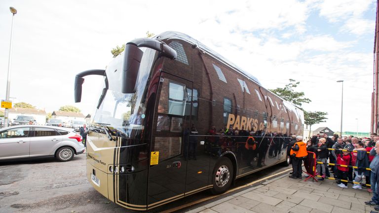 A view of the Rangers team bus, before the Ladbrokes Scottish Premiership match at the Pittodrie Stadium, Aberdeen