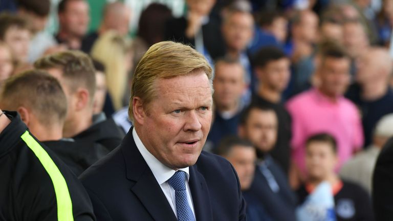 Everton's Dutch manager Ronald Koeman looks on before the English Premier League football match between Everton and Middlesbrough at Goodison Park in Liver