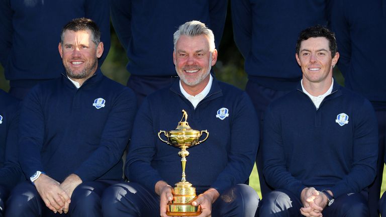 McIlroy was alongside captain Darren Clarke at the European team photocall