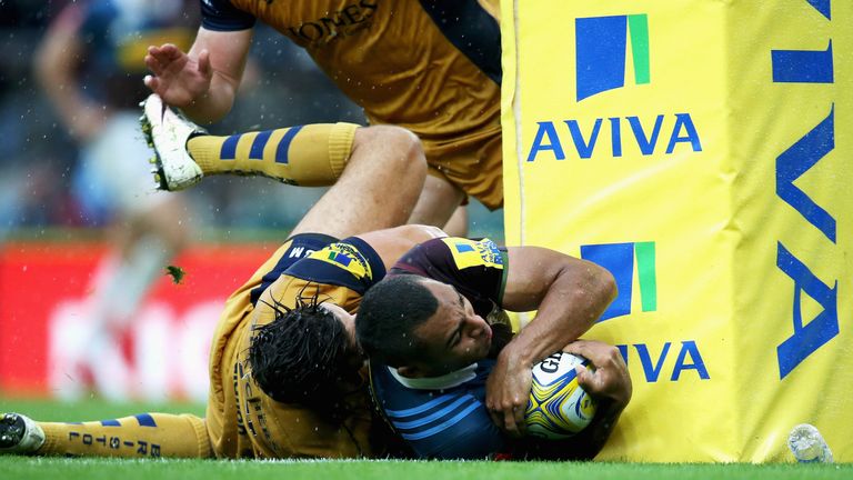 Joe Marchant scores Harlequins' second try against Bristol