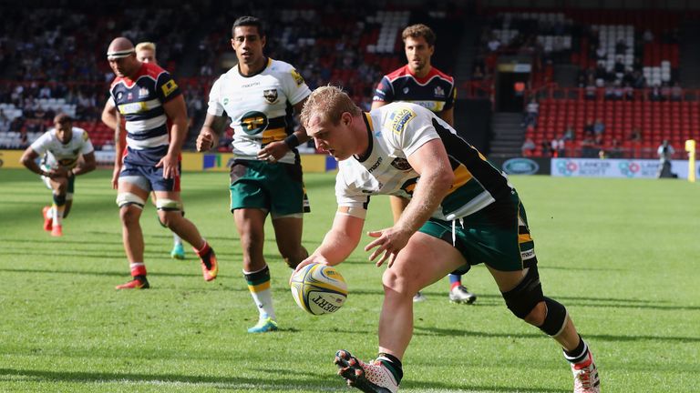 Northampton hooker Mikey Haywood clinches the bonus point