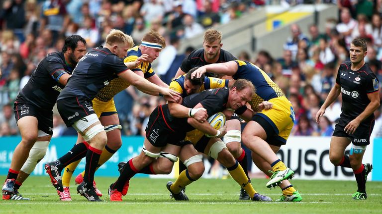 Schalk Burger drives forward against Worcester