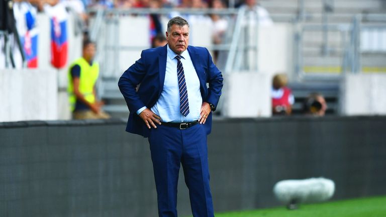 Sam Allardyce looks on during the 2018 FIFA World Cup qualifyer between Slovakia and England