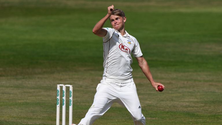 BIRMINGHAM, ENGLAND - AUGUST 16:  Surrey bowler Sam Curran in action during day 4 of the Specsavers Division One county championship match between Warwicks