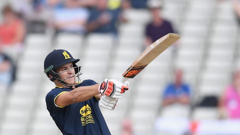 BIRMINGHAM, ENGLAND - AUGUST 17:  Sam Hain of Warwickshire bats during the Royal London One-Day Cup quarter final match between Warwickshire and Essex at E