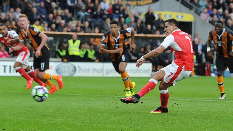 Alexis Sanchez misses a penalty for Arsenal against Hull.