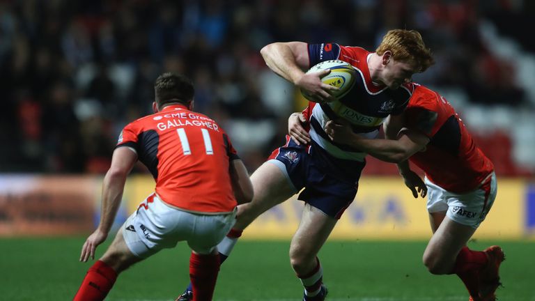 Jack Tovey is tackled by Schalk Burger during his side's 39-point defeat on Friday