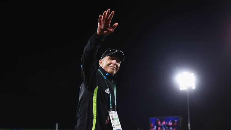 RIO DE JANEIRO, BRAZIL - AUGUST 11:  Gordon Tietjens, coach of New Zealand looks on after the Men's Rugby Sevens placing 5-6 match between New Zealand and 