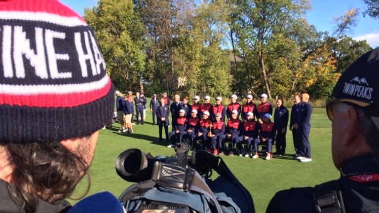 Crowds gathered to see the traditional team photo being carried out 