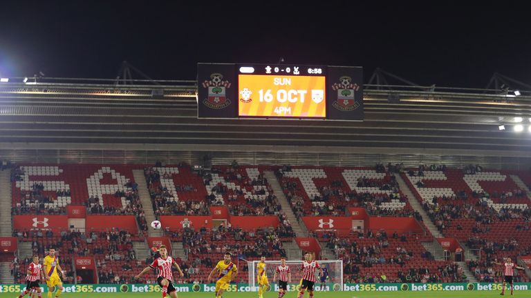 A general view of St Mary's Stadium as Southampton play Crystal Palace in the EFL Cup