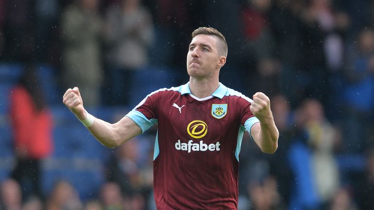 BURNLEY, ENGLAND - AUGUST 20: Stephen Ward of Burnley applauds the Burnley fans at the end of the Premier League match between Burnley FC and Liverpool FC 