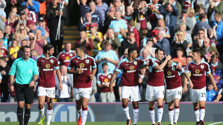 Steven Defour of Burnley celebrates scoring his side's goal against Hull