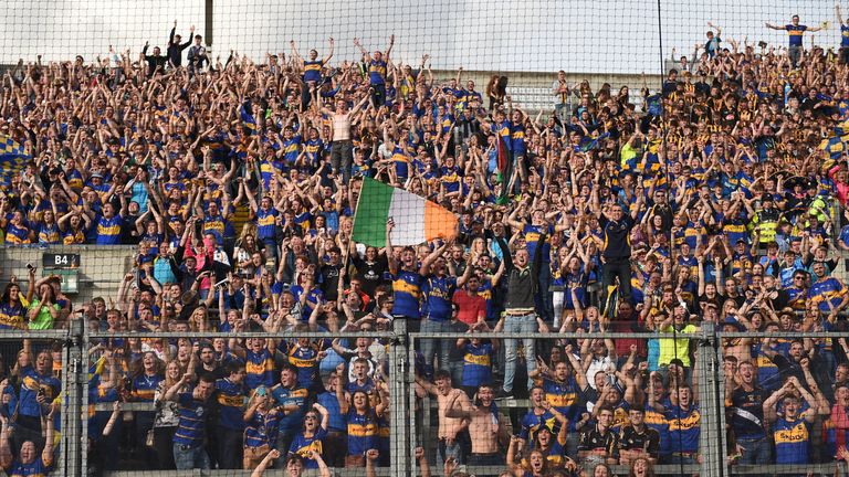 Tipperary supporters celebrate on Hill 16