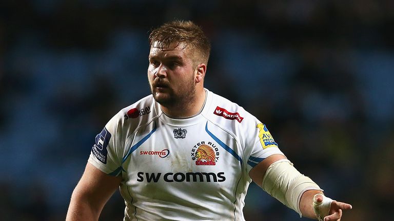 COVENTRY, ENGLAND - DECEMBER 05:  Tomas Francis of Exeter Chiefs in action during the Aviva Premiership match between Wasps and Exeter Chiefs at the Ricoh 