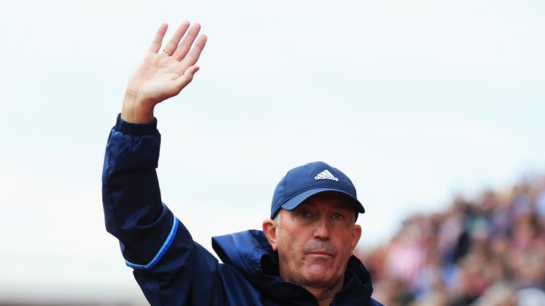 STOKE ON TRENT, ENGLAND - SEPTEMBER 24:  Tony Pulis, Manager of West Bromwich Albion looks on in his 1000th match as a manager during the Premier League ma
