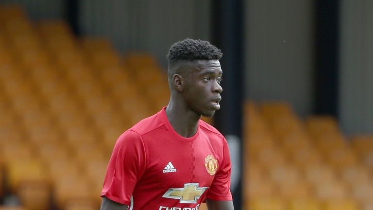 Axel Tuanzebe of Manchester United U21s in action during the pre-season friendly between Port Vale and Manchester United U21s 