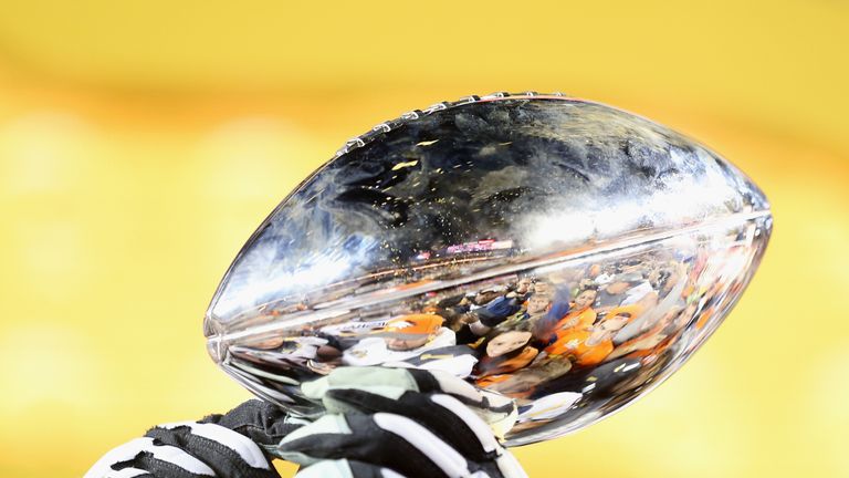 SANTA CLARA, CA - FEBRUARY 07:  The Vince Lombardi Trophy is seen during Super Bowl 50 at Levi's Stadium on February 7, 2016 in Santa Clara, California.  (