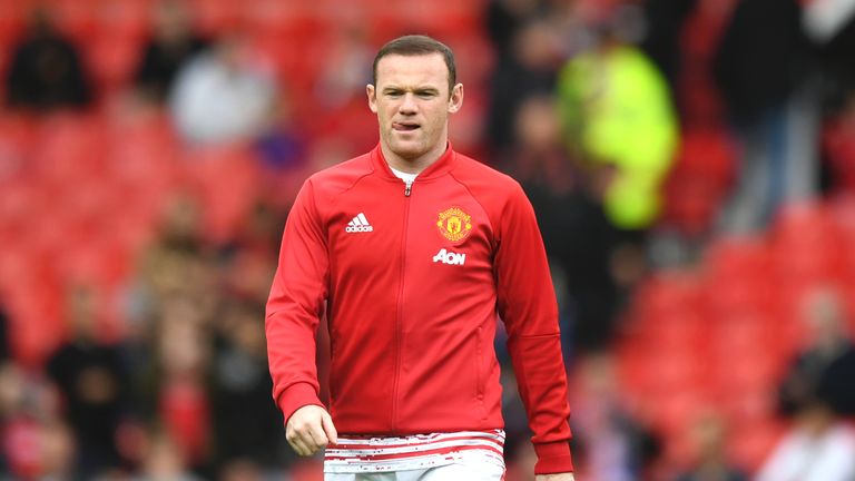  Wayne Rooney warms up ahead of the match between Manchester United and Leicester City at Old Trafford