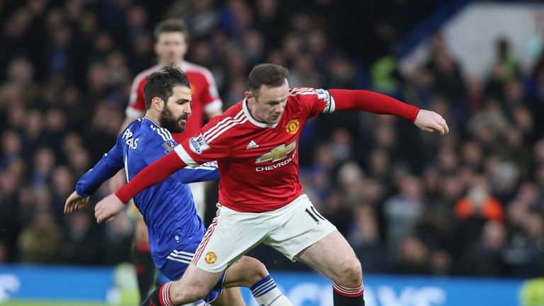 LONDON, ENGLAND - FEBRUARY 07: Wayne Rooney of Manchester United in action with John Terry of Chelsea during the Barclays Premier League m