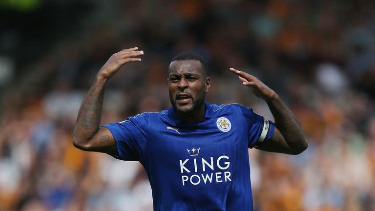 Wes Morgan of Leicester during the Premier League match against Hull at KCOM Stadium on August 13, 2016