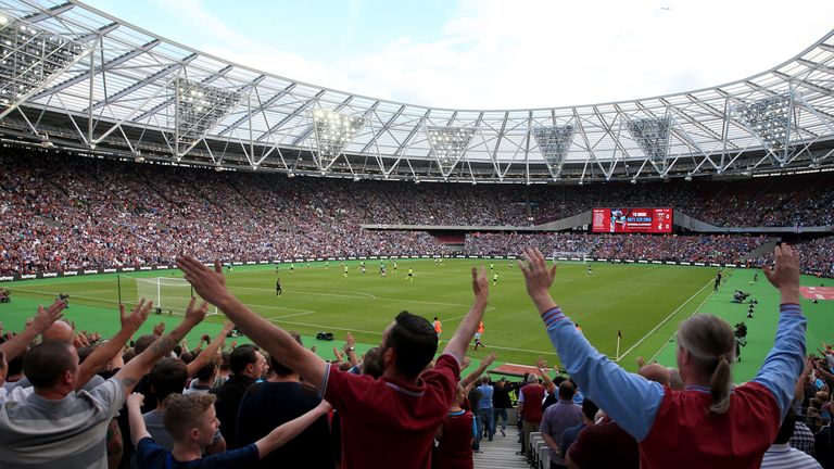 West Ham fans in the stands at the London Stadium