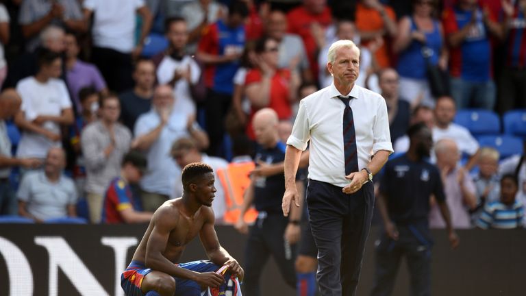 Alan Pardew (R) believes Wilfried Zaha (L) has the potential to join one of Europe's elite clubs
