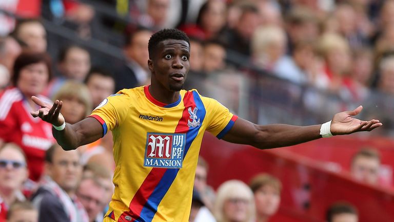 MIDDLESBROUGH, ENGLAND - SEPTEMBER 10: Wilfried Zaha of Crystal Palace reacts during the Premier League match between Middlesbrough and Crystal Palace at R