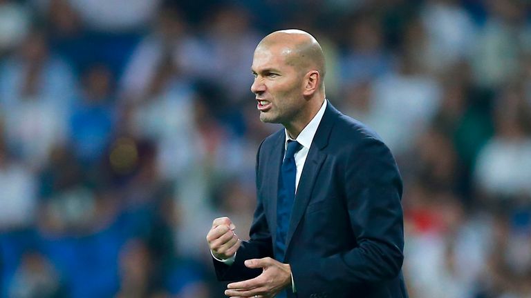 MADRID, SPAIN - SEPTEMBER 21: Coach Zinedine Zidane of Real Madrid CF gives instructions during the La Liga match between Real Madrid CF and Villarreal CF 