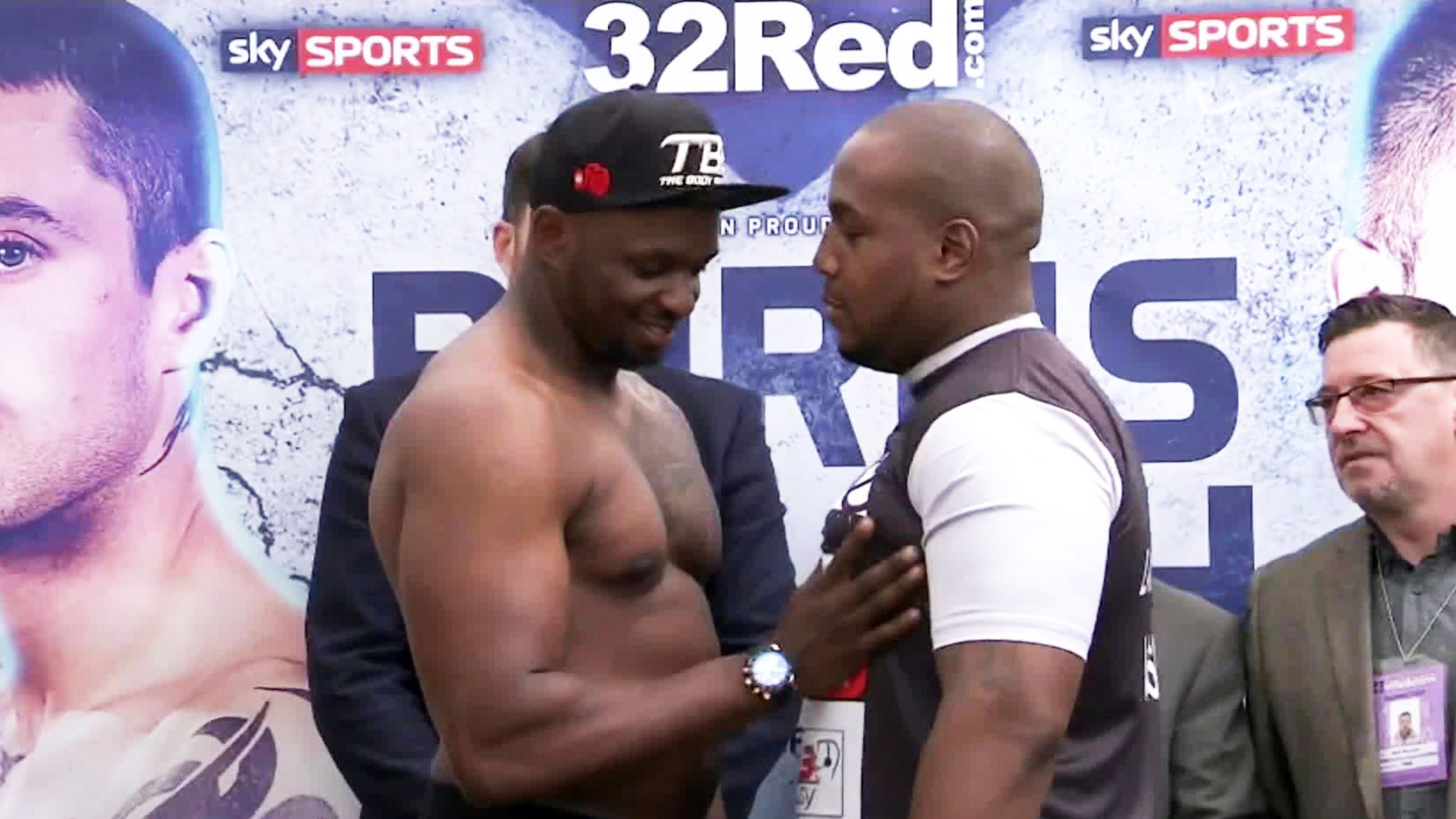 Burns vs Relikh Watch Dillian Whyte give Ian Lewison a cheeky squeeze at the weigh-in Boxing News Sky Sports