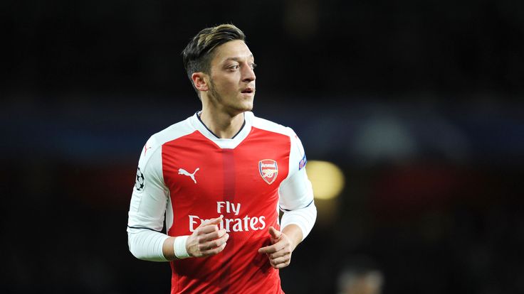 Mesut Ozil in action for Arsenal during the Champions League match against Ludogorets