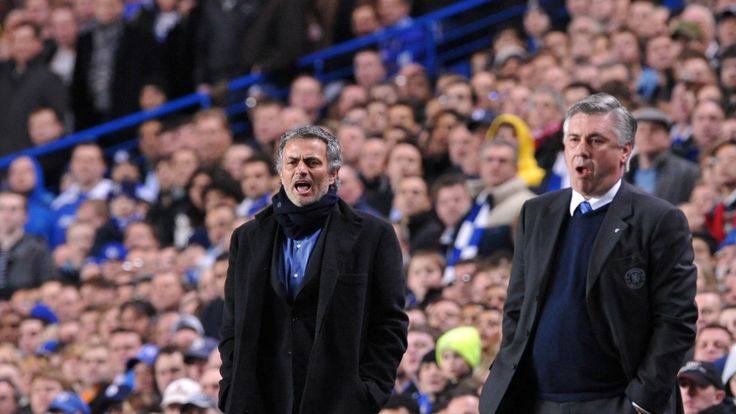 Jose Mourinho and Carlo Ancelotti pictured at Stamford Bridge